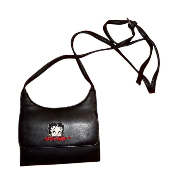 Vintage Betty Boop Black Purse Bag 90s Y2K Faux Leather And Collectable Tin - Picture 10 of 14